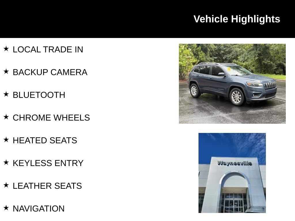 Used 2019 Jeep Cherokee Latitude with VIN 1C4PJLCB5KD381589 for sale in Waynesville, NC