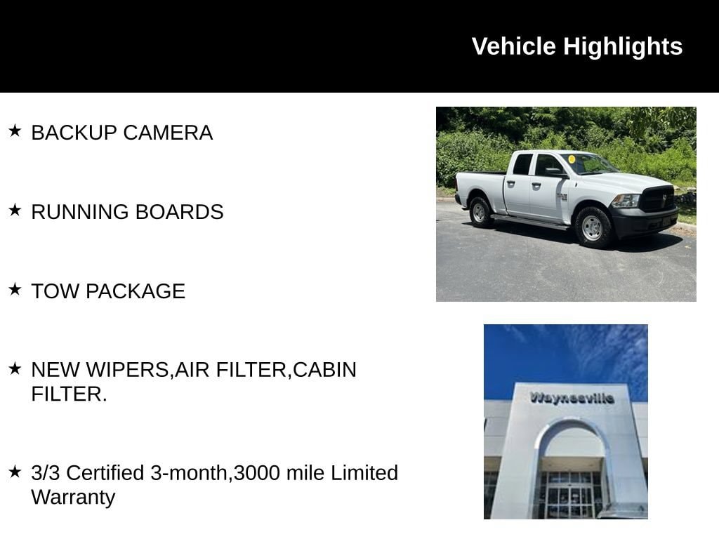 Used 2019 RAM Ram 1500 Classic Tradesman with VIN 1C6RR7FG2KS507782 for sale in Waynesville, NC