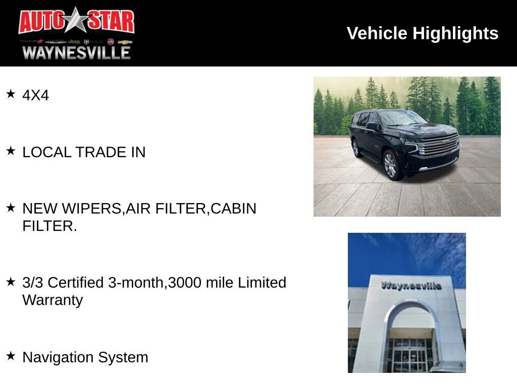 Used 2021 Chevrolet Tahoe High Country with VIN 1GNSKTKL8MR151396 for sale in Waynesville, NC
