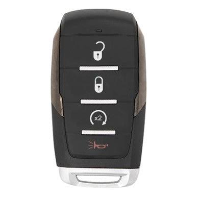 modern vehicle smart key fob with lock, unlock, remote start, liftgate, and alarm buttons