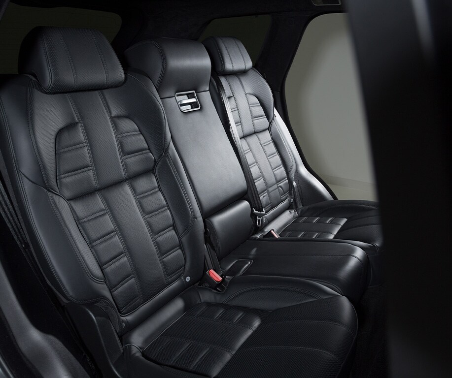 Personalize My Vehicle in Henrico, VA | Interior of rear seats with black leather interior 