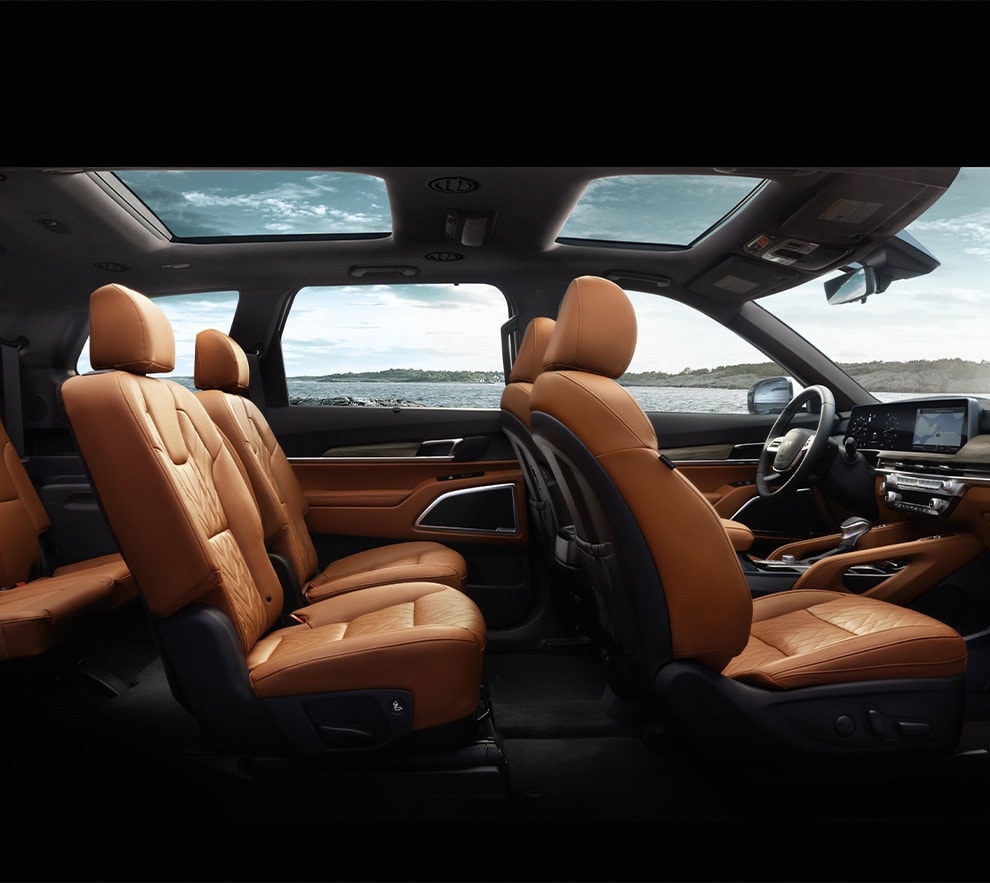 2024 Kia Telluride at West Broad Kia in Henrico, VA | Interior of a 2024 Kia Telluride with brown leather seats
