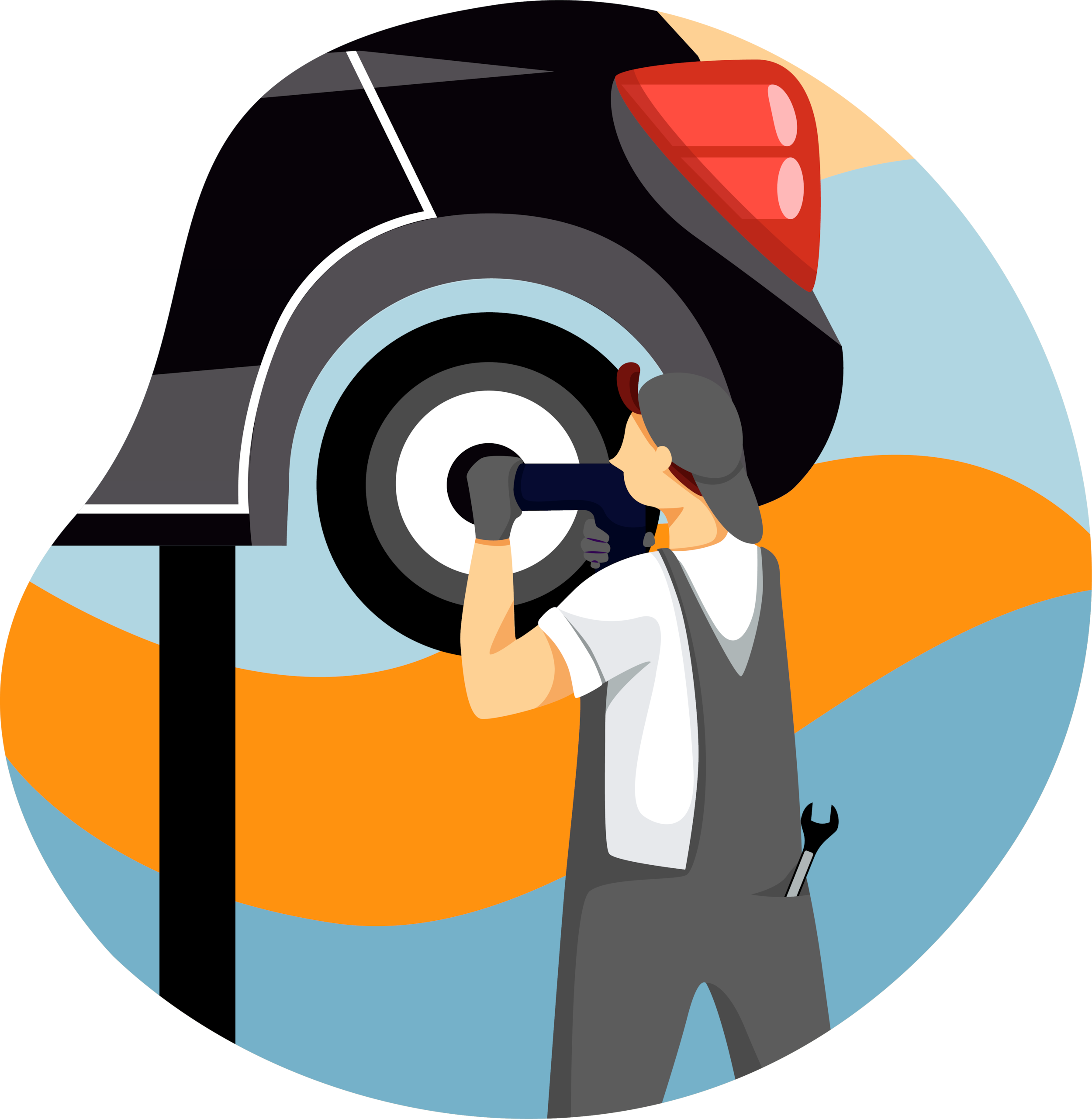 What is a Tire Rotation? at West Broad Kia | Illustration of a Technician Working on a Tire