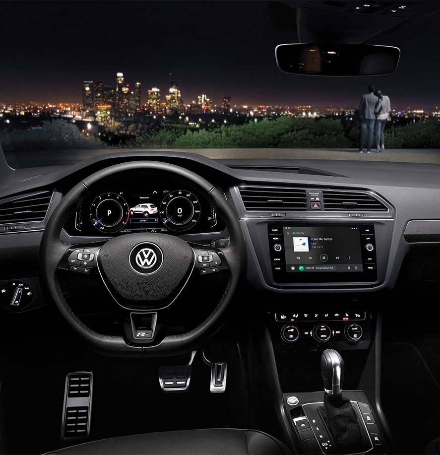 Compare the 2021 Volkswagen Tiguan vs. the 2021 Honda CR-V at West Broad Volkswagen | Driver's View of Volkswagen Tiguan Interior - Showing off Infotainment System and All-Digital Dashboard
