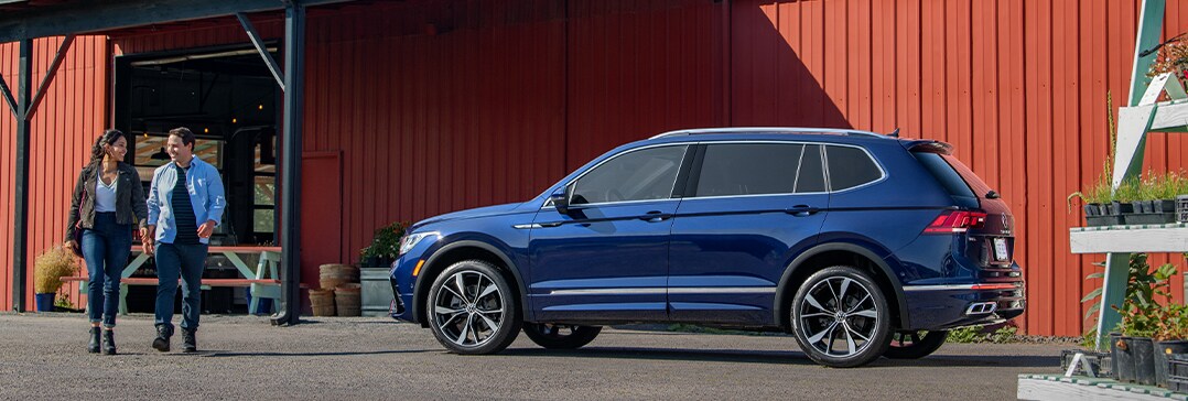 Model Features of the 2021 Volkswagen Tiguan at West Broad VW | Tiguan parked at flower shop