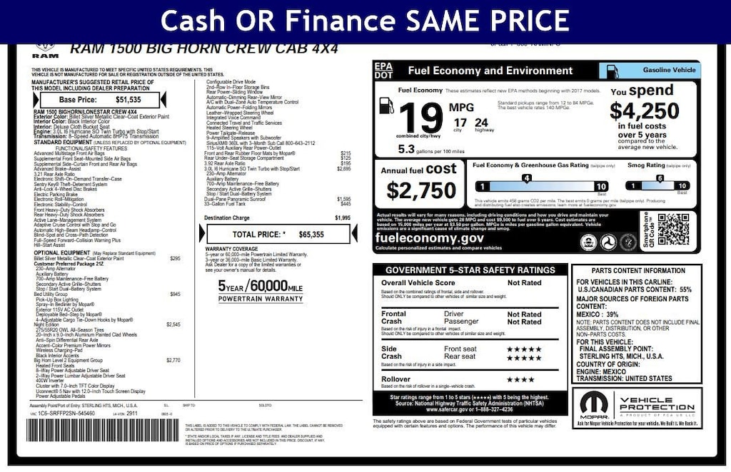 Certified 2025 Ram 1500 Big Horn Big Horn 4x4 Crew Cab 57 Box