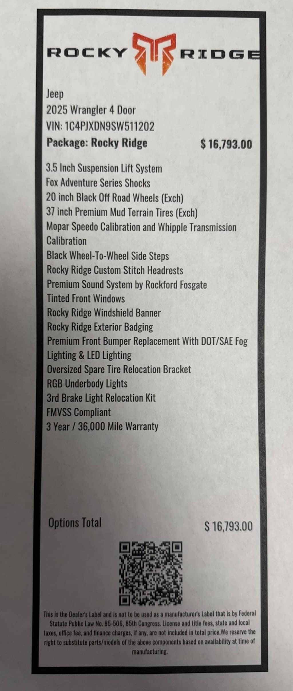 New 2025 Jeep Wrangler ROCKY RIDGE Sport Utility