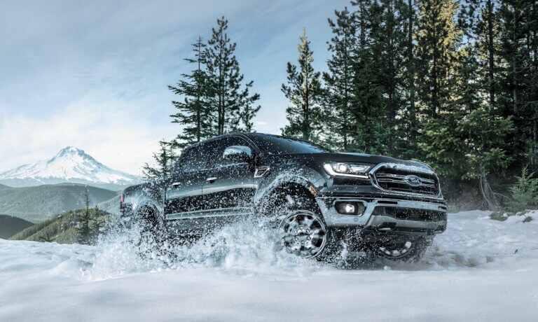 2022 Ford Ranger driving through snow