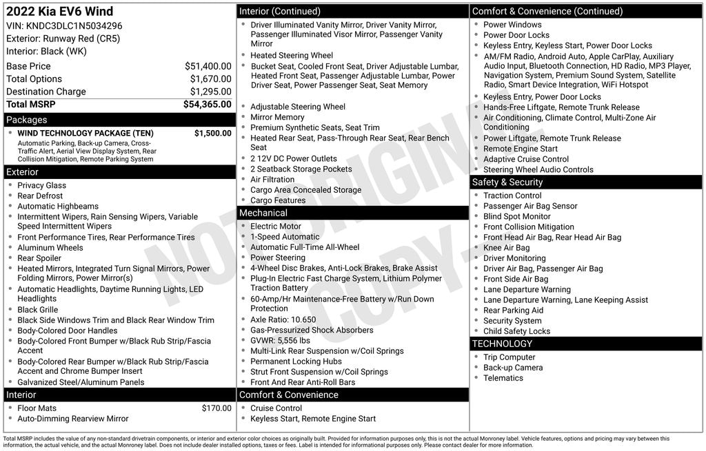 Used 2022 Kia EV6 Wind SUV