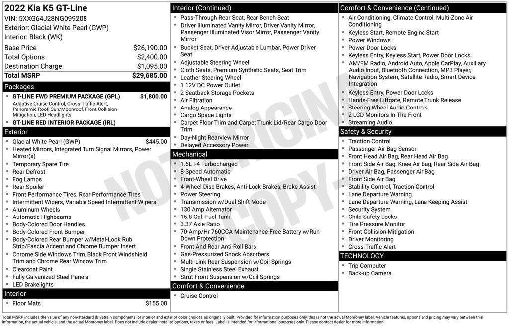 Used 2022 Kia K5 GT-Line Sedan
