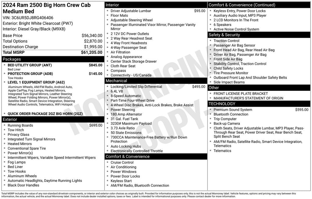 Used 2024 Ram 2500 Big Horn Truck Crew Cab