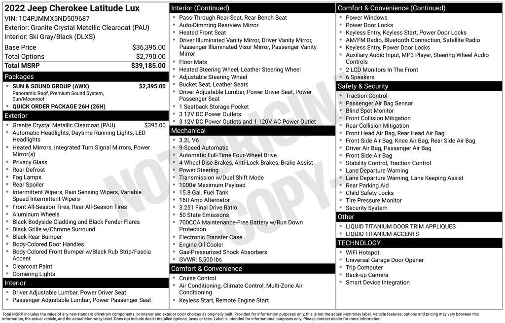 Used 2022 Jeep Cherokee Latitude Lux SUV