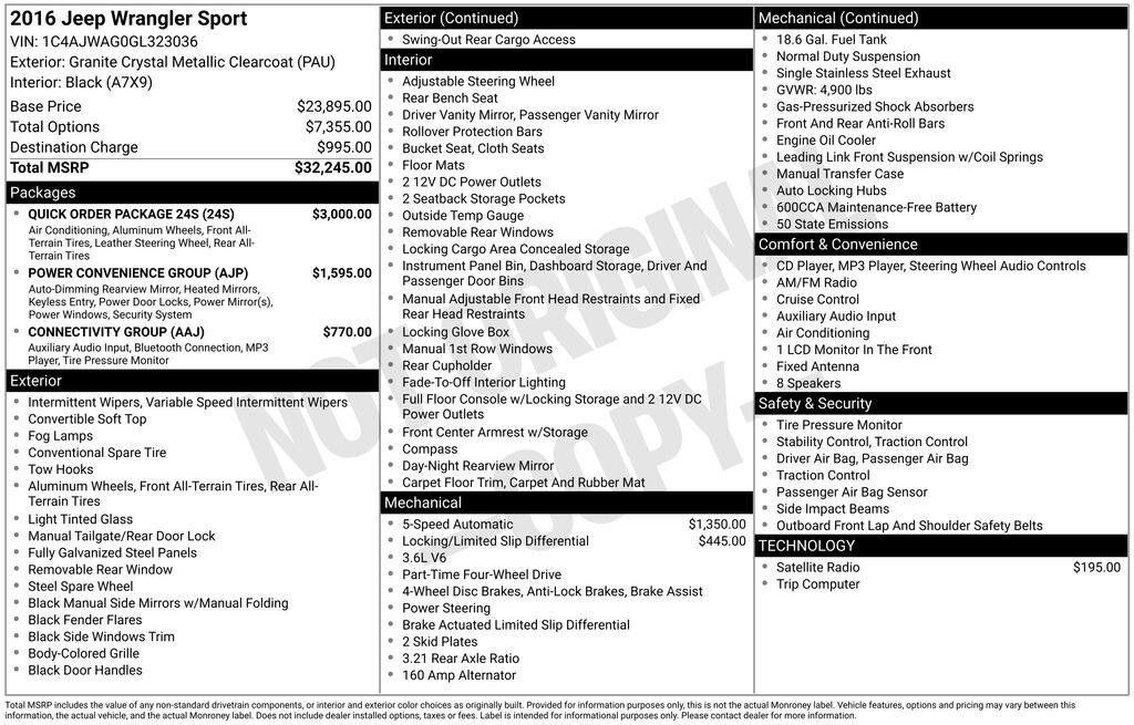 Used 2016 Jeep Wrangler JK Sport SUV