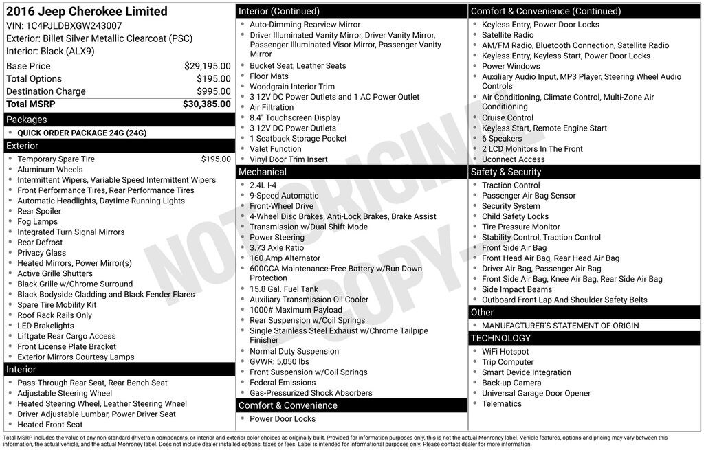 Used 2016 Jeep Cherokee Limited SUV