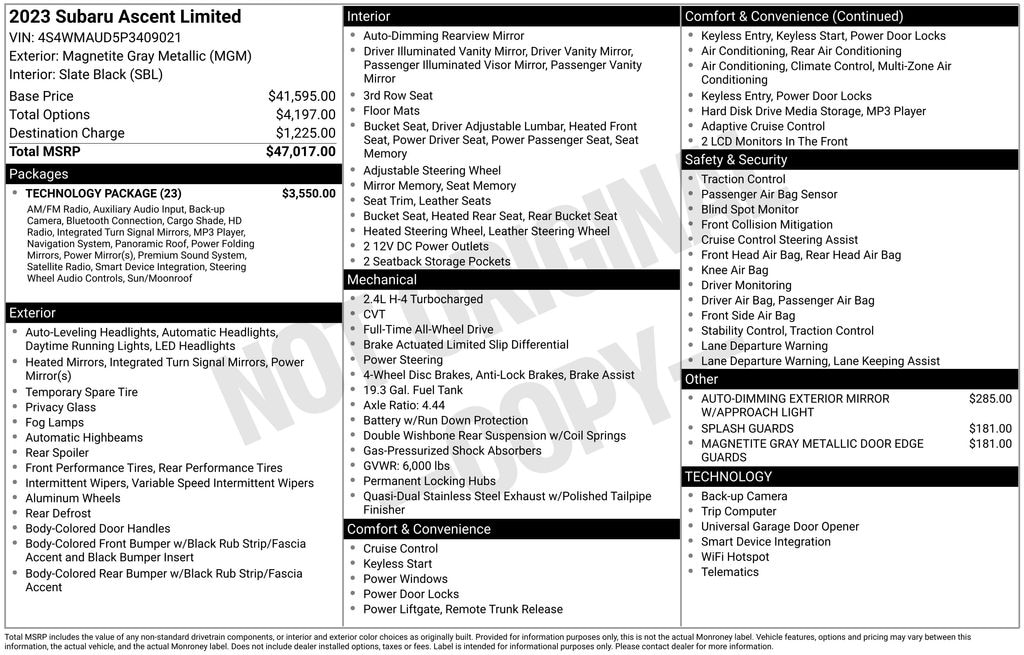 Used 2023 Subaru Ascent Limited SUV