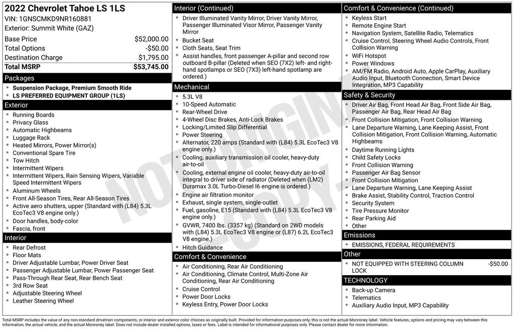 Used 2022 Chevrolet Tahoe LS SUV