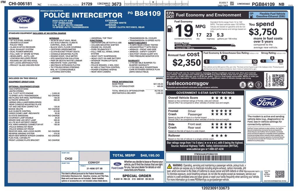 Used 2023 Ford Police Interceptor Utility Base SUV