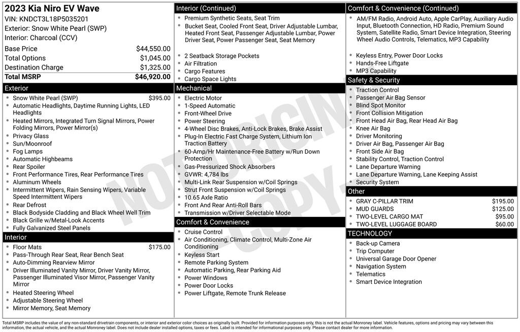 Used 2023 Kia Niro EV Wave SUV