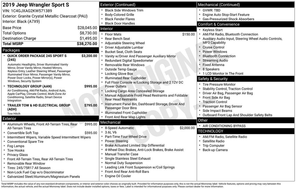Used 2019 Jeep Wrangler Sport S SUV