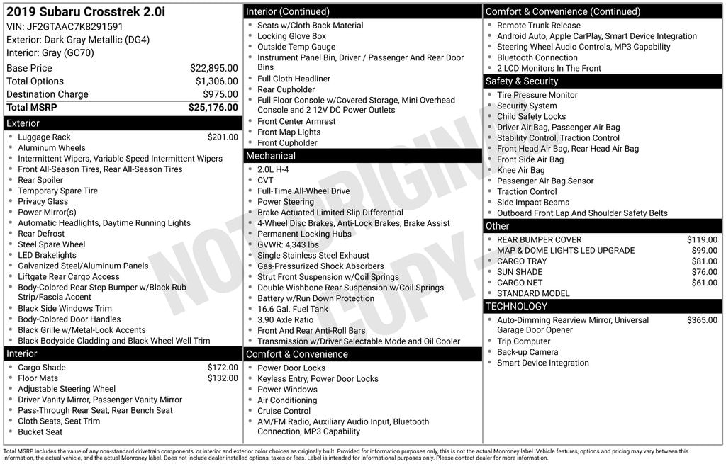 Used 2019 Subaru Crosstrek 2.0i SUV