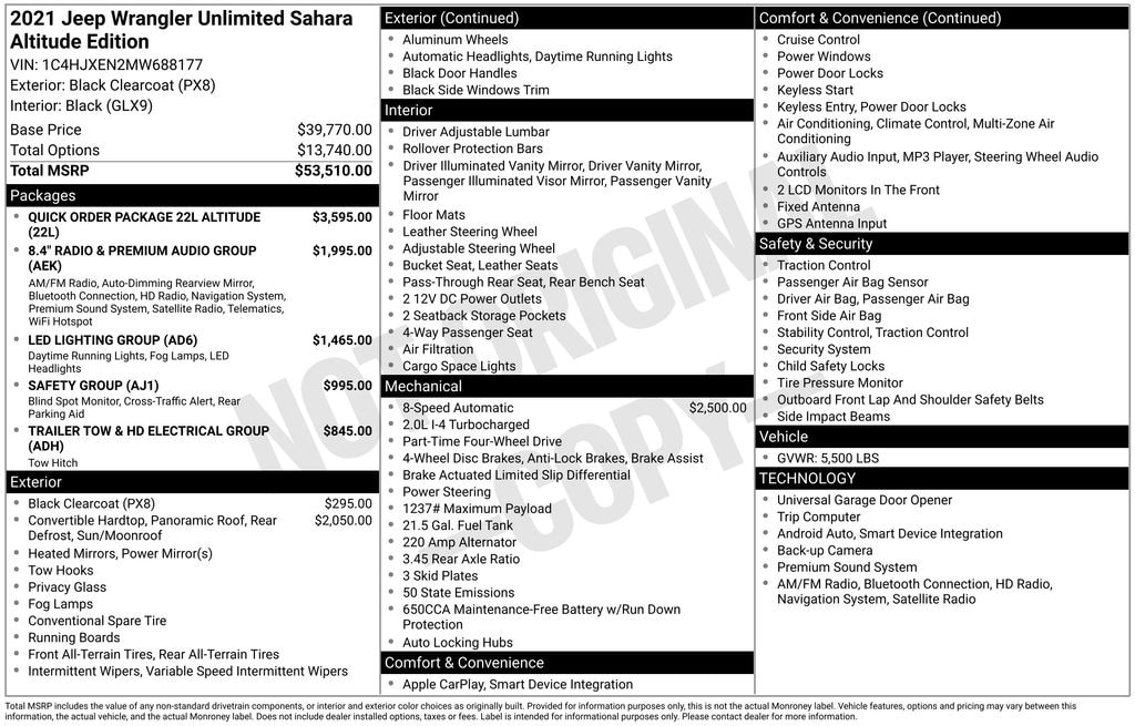 Used 2021 Jeep Wrangler Unlimited Sahara Altitude SUV