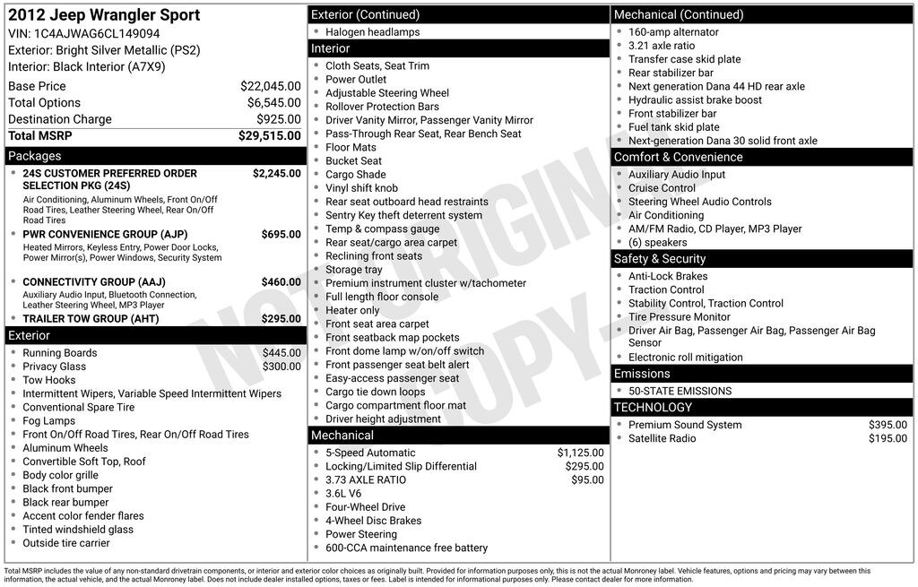 Used 2012 Jeep Wrangler Sport SUV