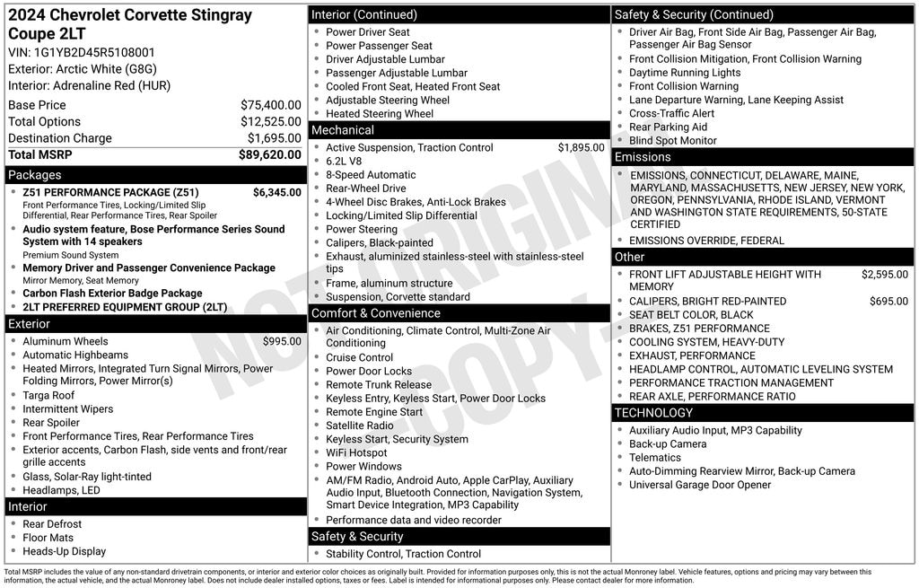 Used 2024 Chevrolet Corvette Stingray Stingray Coupe