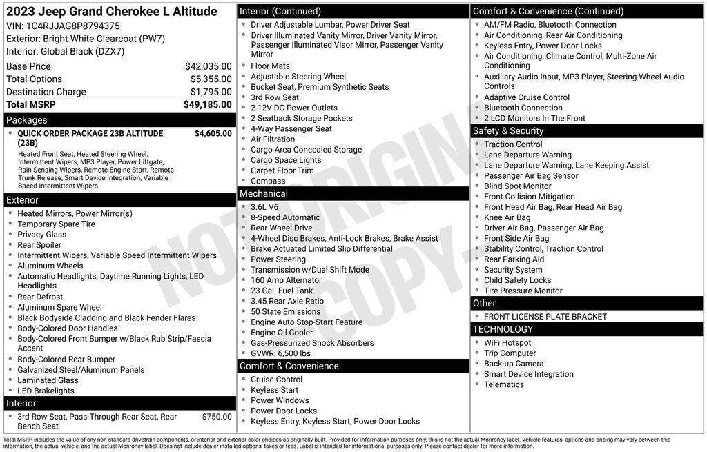 Used 2023 Jeep Grand Cherokee L Altitude SUV