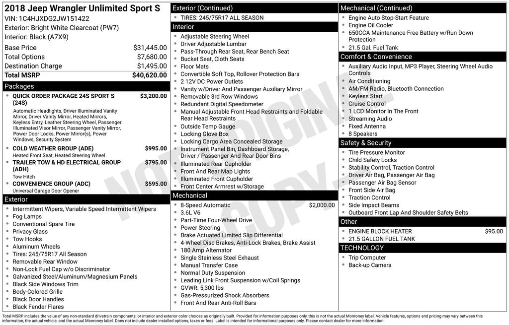Used 2018 Jeep Wrangler Unlimited Sport S SUV