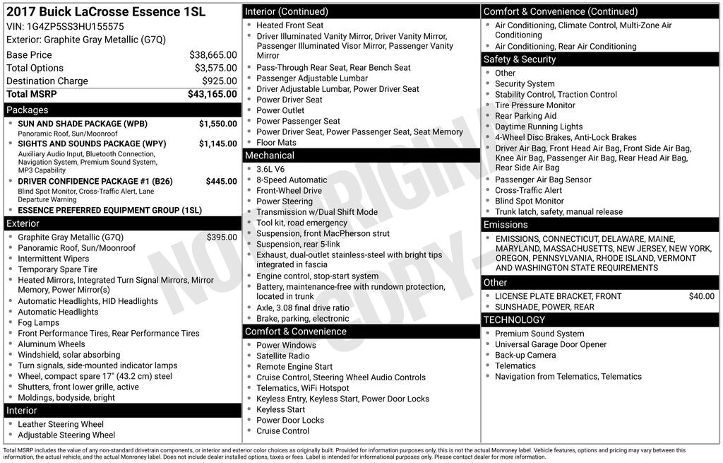 Used 2017 Buick LaCrosse Essence Sedan