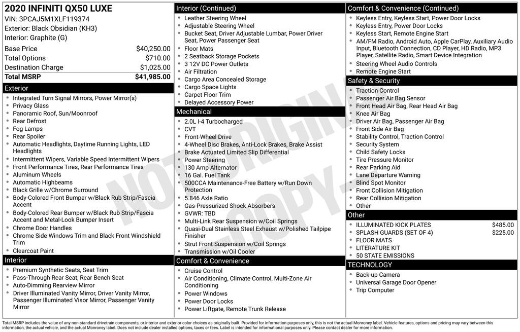 Used 2020 INFINITI QX50 Luxe SUV