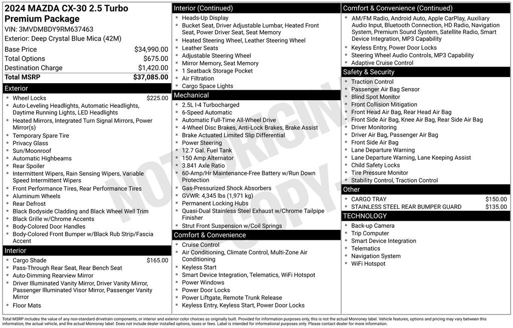 Used 2024 Mazda CX-30 2.5 Turbo Premium Package SUV