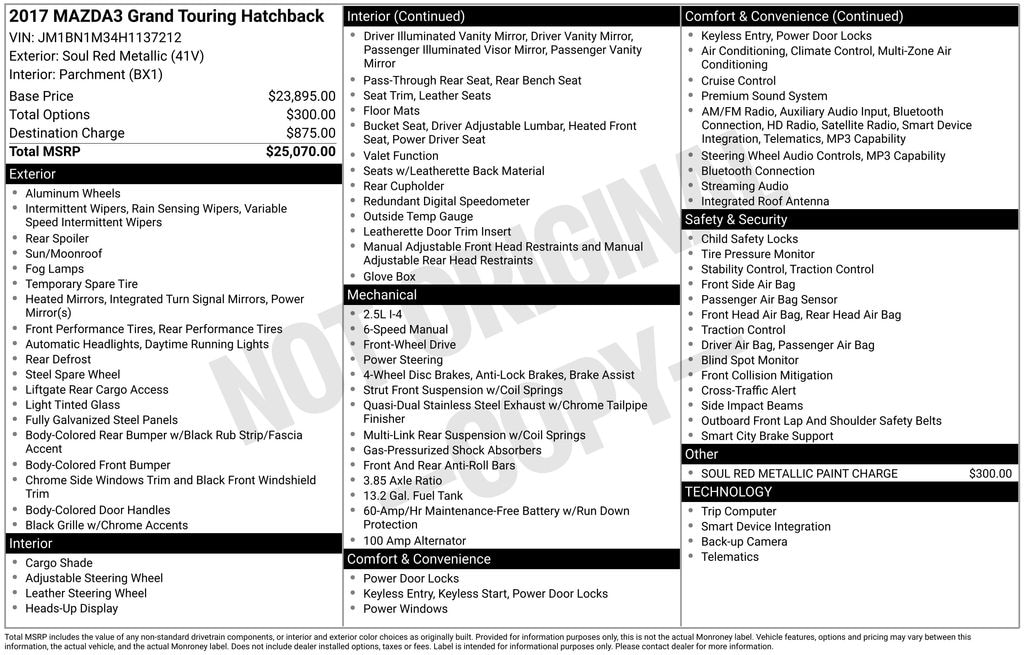 Used 2017 Mazda Mazda3 Grand Touring Hatchback