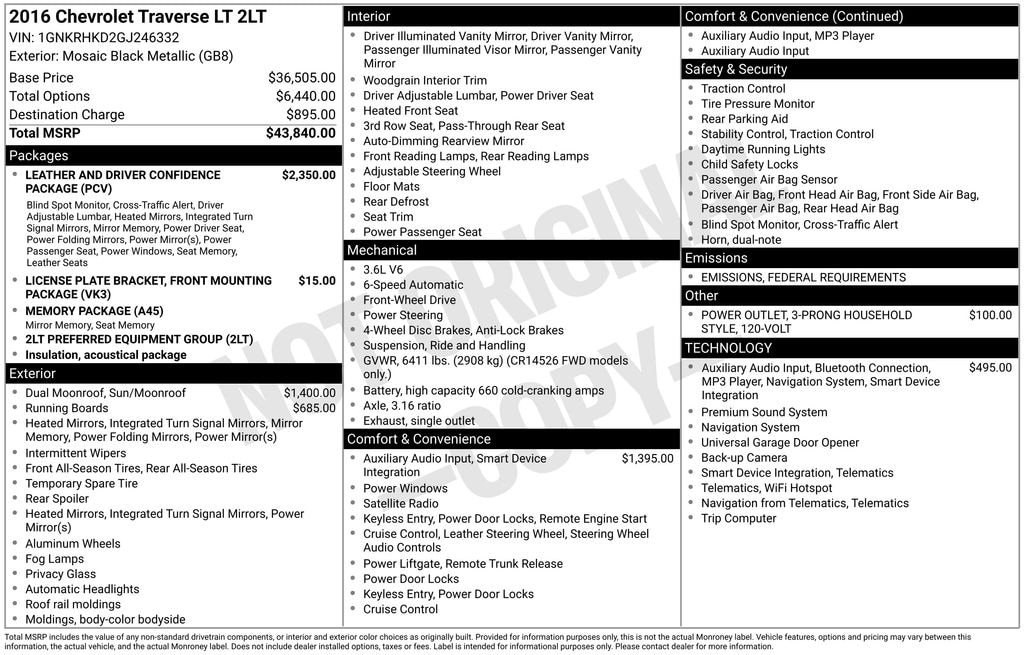 Used 2016 Chevrolet Traverse 2LT SUV