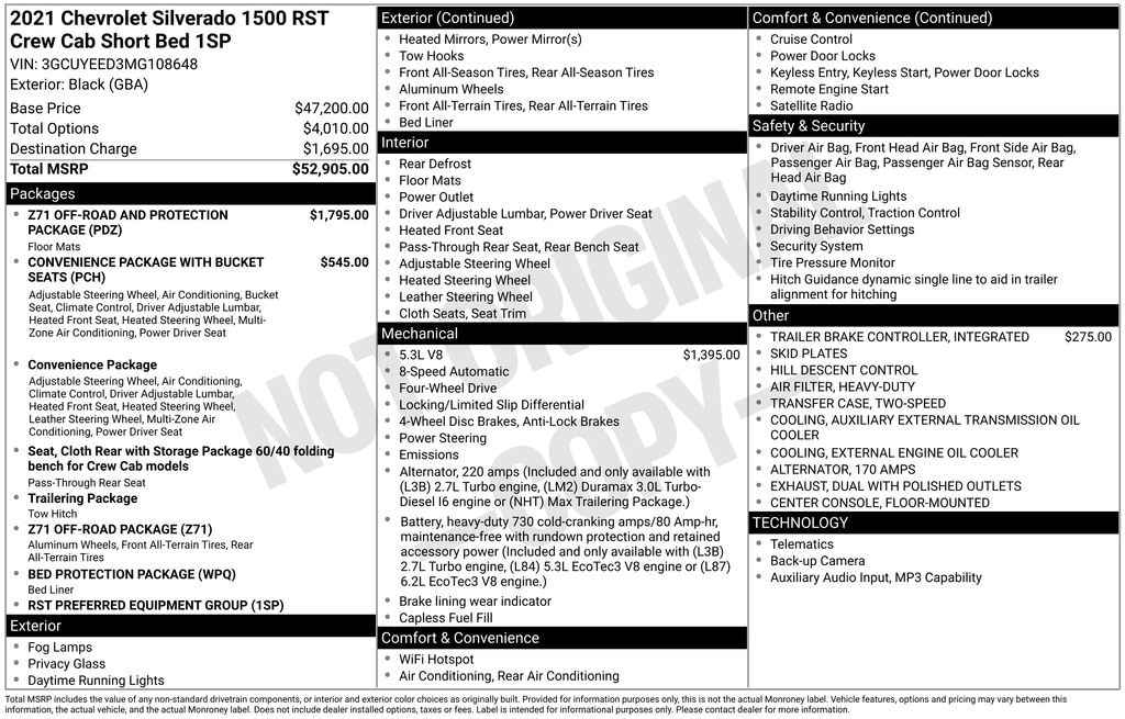 Used 2021 Chevrolet Silverado 1500 RST Truck Crew Cab