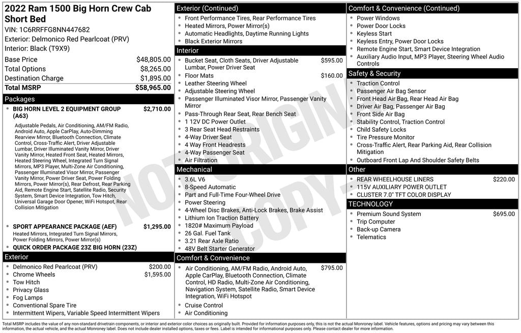 Used 2022 Ram 1500 Big Horn/Lone Star Truck Crew Cab