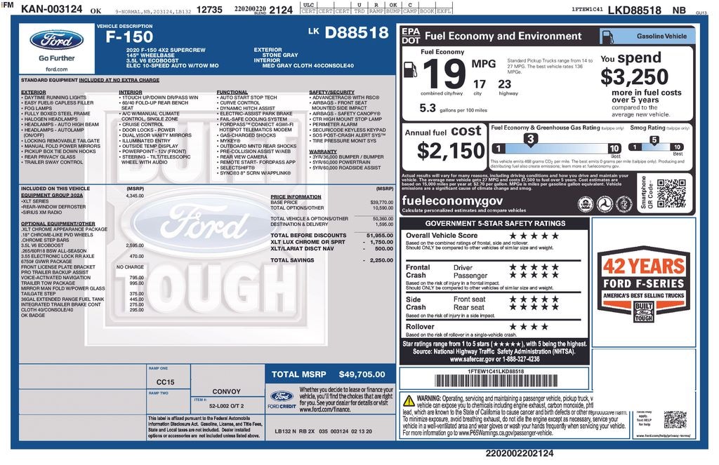 Used 2020 Ford F-150 XLT Truck SuperCrew Cab