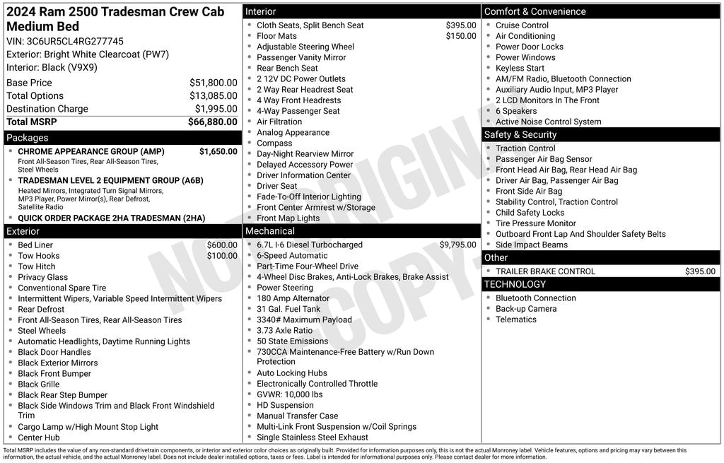 New 2024 Ram 2500 TRADESMAN CREW CAB 4X4 6'4 BOX Pickup