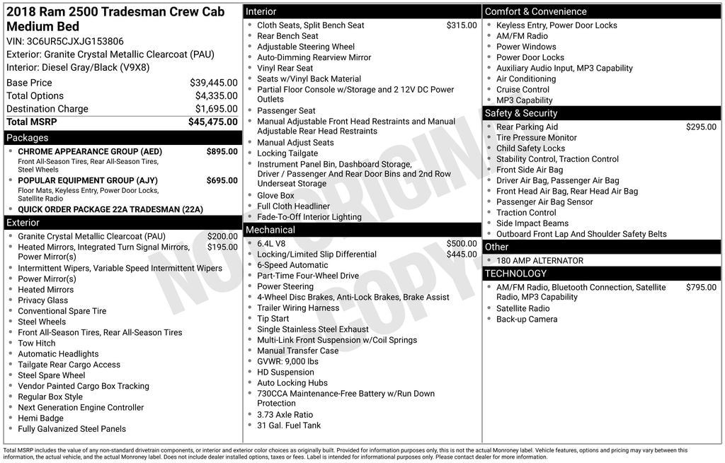 Used 2018 Ram 2500 Tradesman Truck Crew Cab