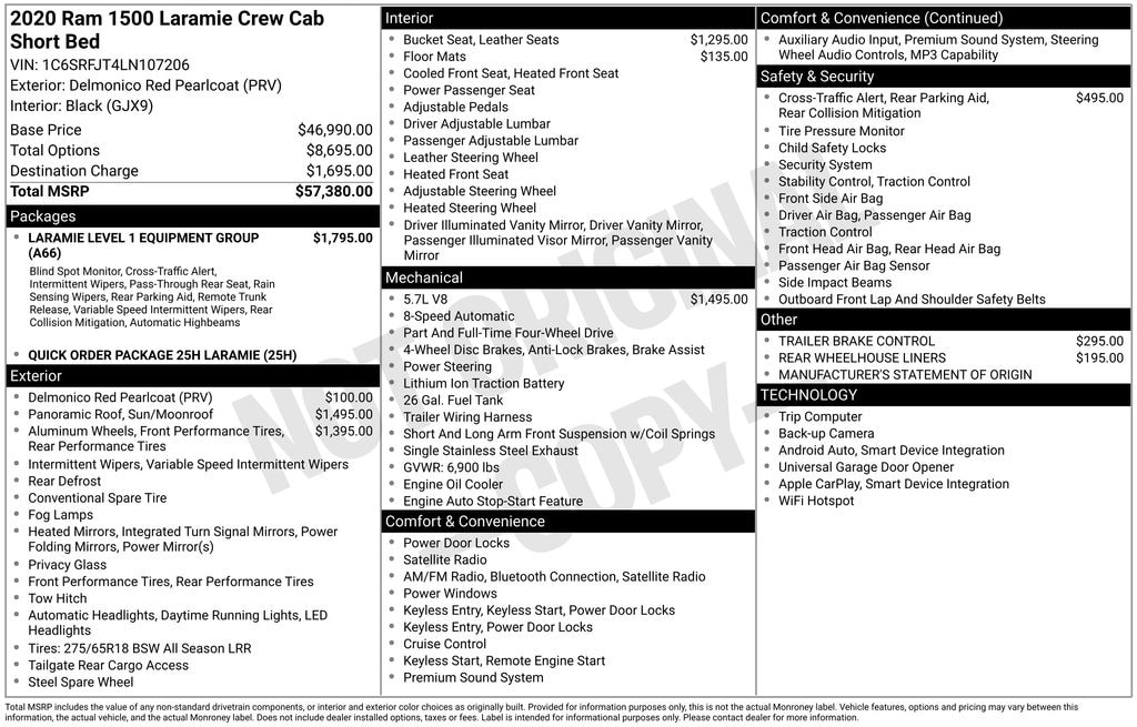 Used 2020 Ram 1500 Laramie Truck Crew Cab