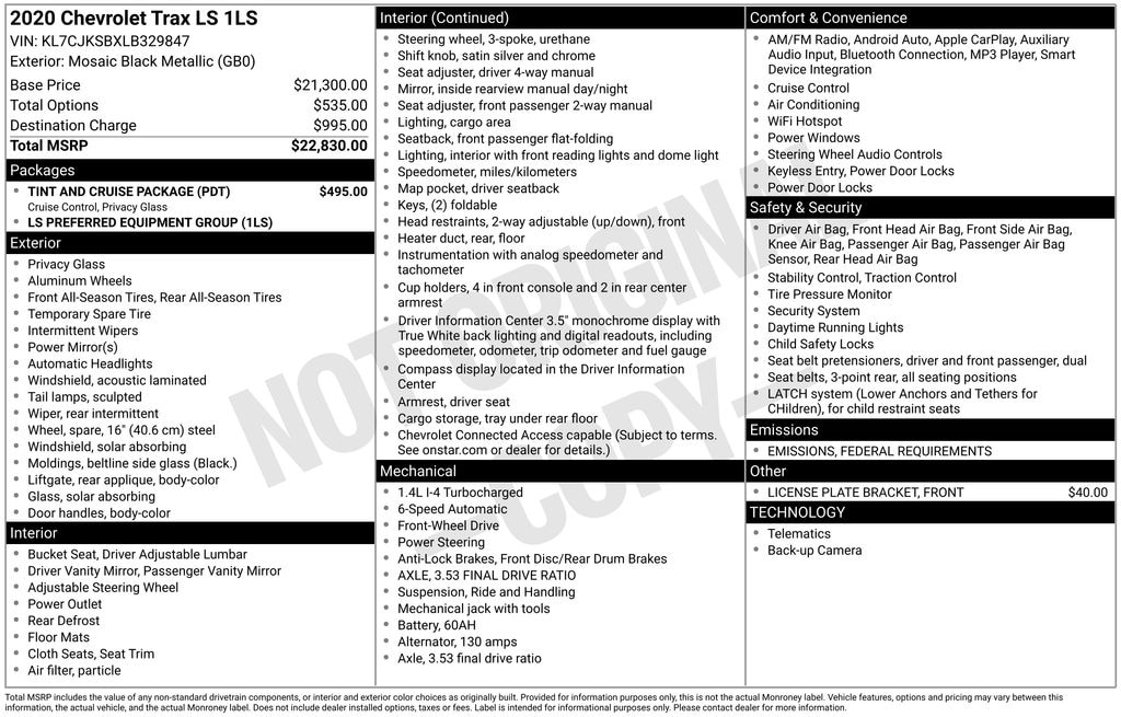 Used 2020 Chevrolet Trax LS SUV