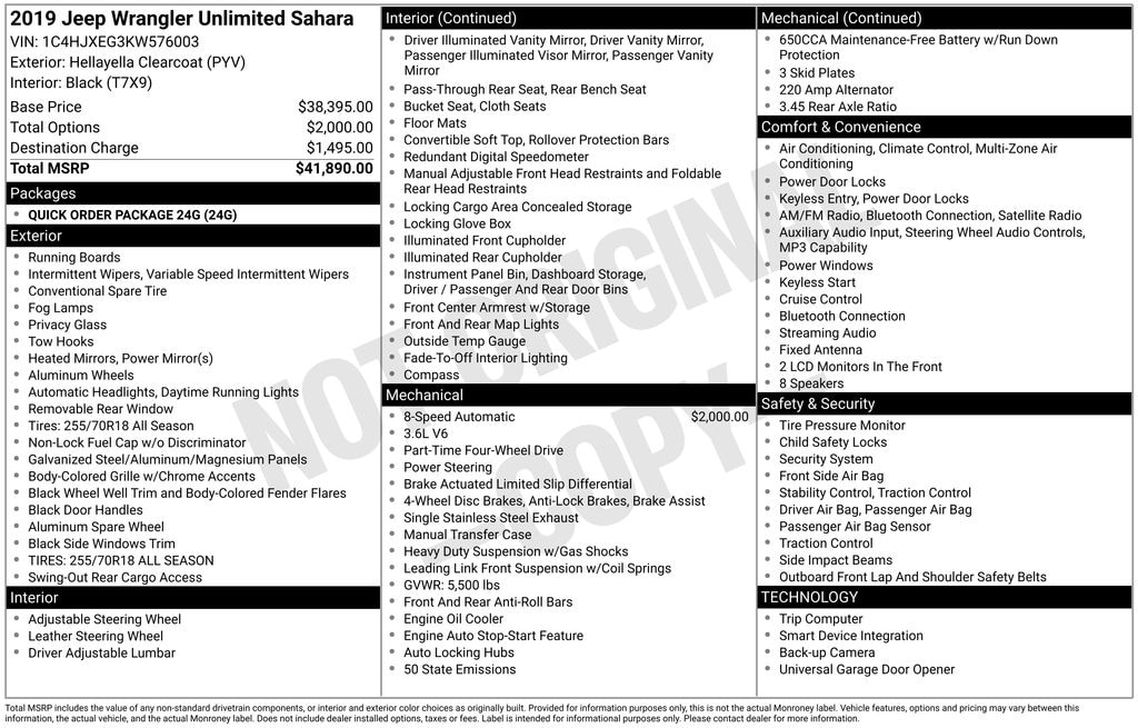 Used 2019 Jeep Wrangler Unlimited Sahara SUV