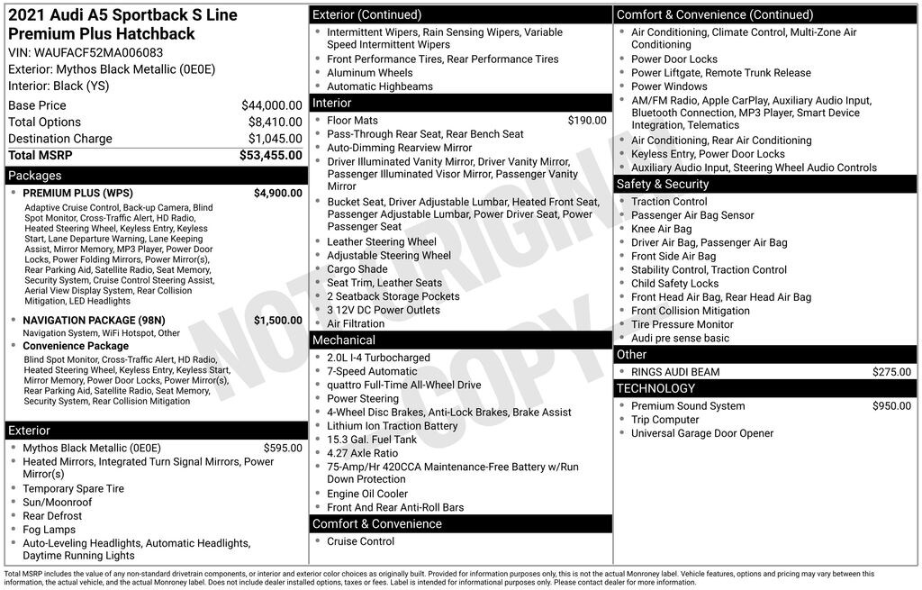 Used 2021 Audi A5 45 S Line Premium Plus Sportback