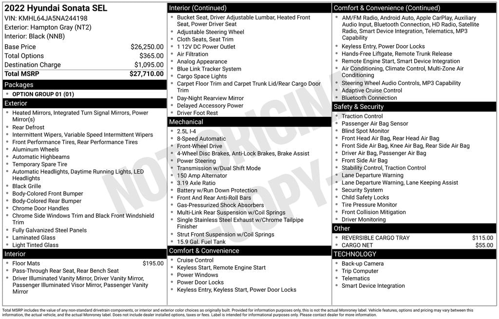 Used 2022 Hyundai Sonata SEL Sedan