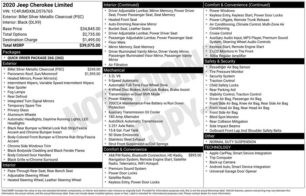 Used 2020 Jeep Cherokee Limited SUV