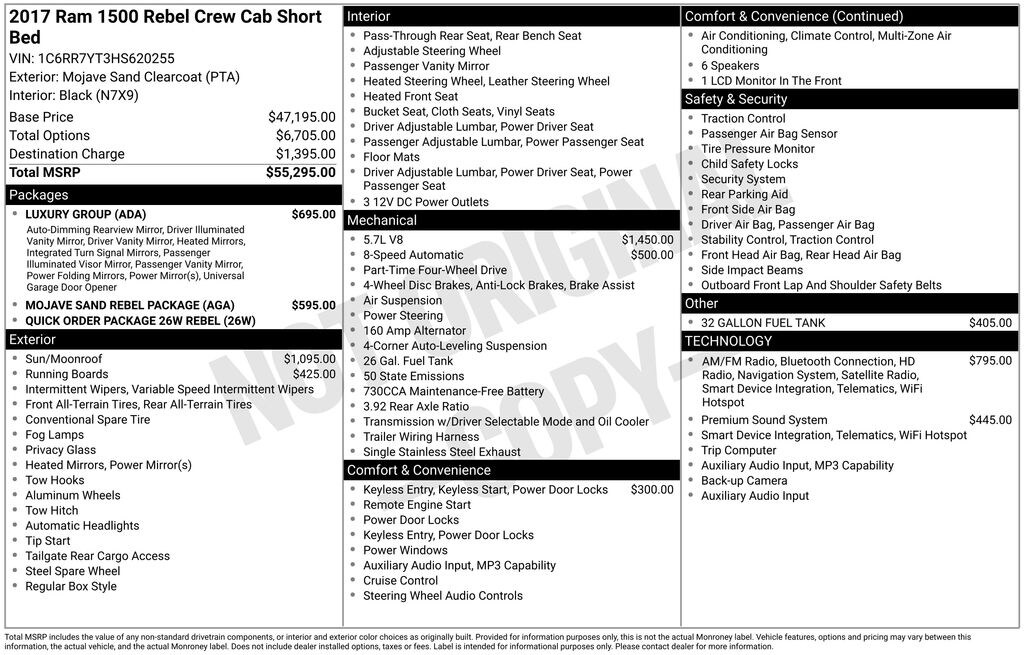 Used 2017 Ram 1500 Rebel Truck Crew Cab