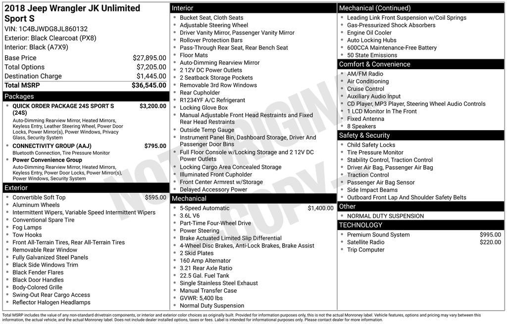 Used 2018 Jeep Wrangler JK Unlimited Sport SUV