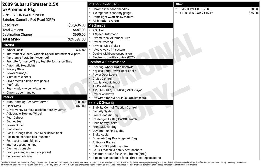 Used 2009 Subaru Forester 2.5X SUV