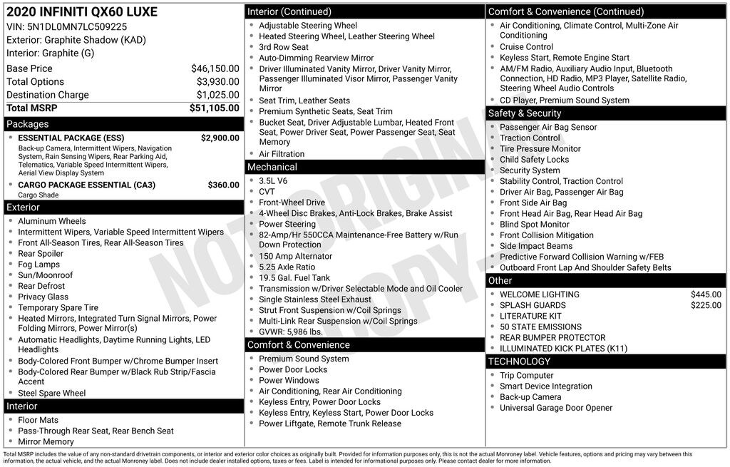 Used 2020 INFINITI QX60 Luxe SUV