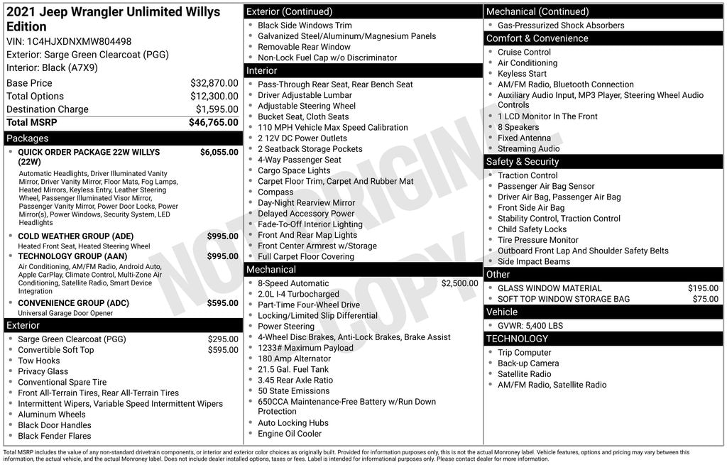 Used 2021 Jeep Wrangler Unlimited Willys SUV